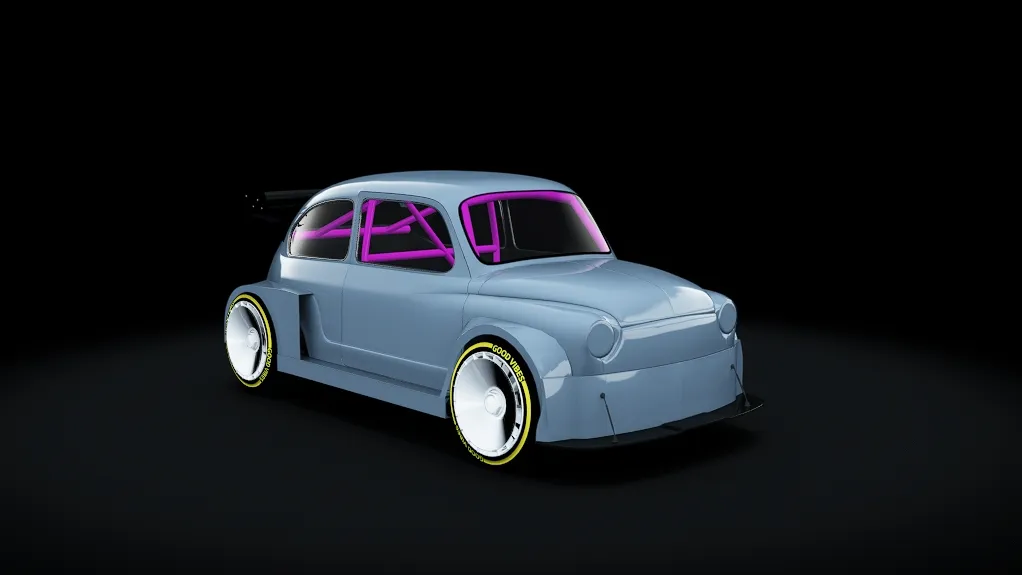 Fiat 600 modificado por jonatanfp_ con body kit, llantas nuevas y física mejorada