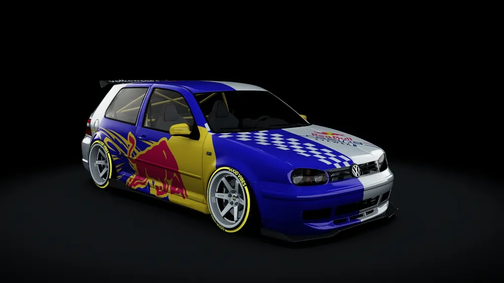 Volkswagen Golf MK4 R32 modificado por jonatanfp_ con decoración Red Bull, llantas Tsujigiri y motor Stage II R32